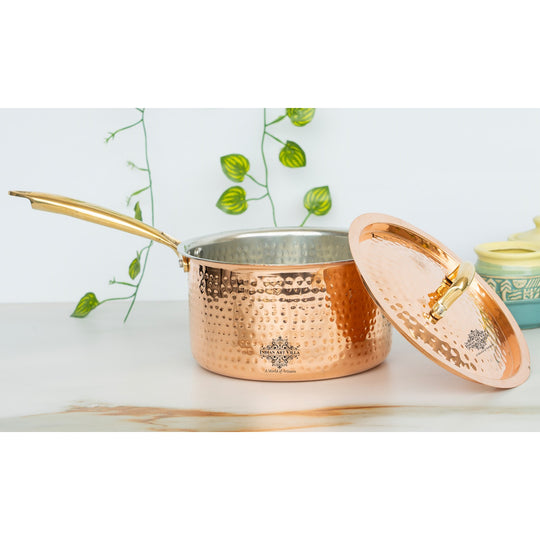 Copper Steel  Hammered  Sauce pan with Tin Lining - Serveware & Cookware