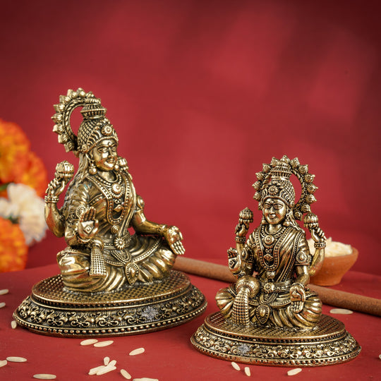 Pure Brass Laxmi Ji Murti 9 cm- Brass Murti for Wealth & Prosperity