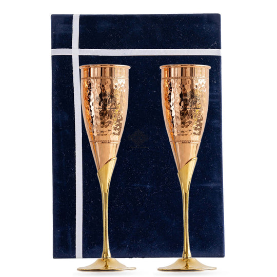 Copper Champagne Glass with Beautiful Brass Stand – Stylish and Handcrafted Design for Special Occasions