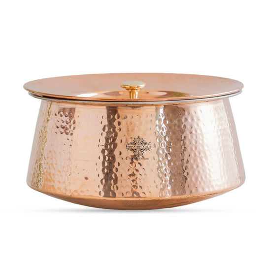 Indian Art Villa hammered copper handi with lid a beautiful addition to rustic kitchen interiors and serveware sets