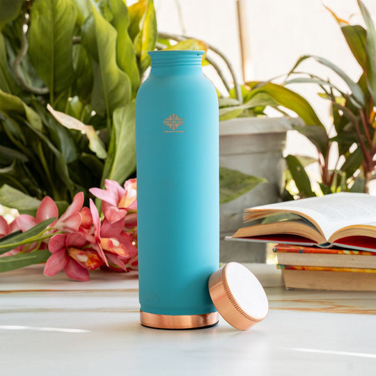 Pure Copper Water Bottle with Soft Silk  Finish Color-900 ML