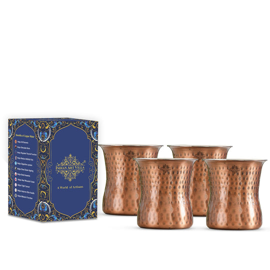 Pure Steel Copper Antique Finish Hammered Curved Design 250 ML