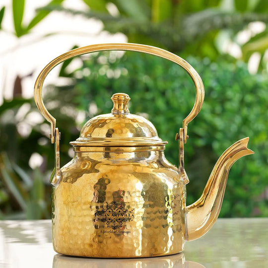 Pure Brass Designer Tea Kettle Pot, Serving Tea Coffee, Tableware