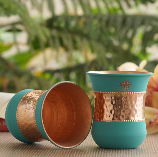 Embossed copper drinking vessel artisan style