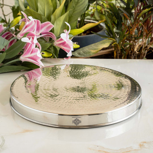 Pure Stainless Steel Hammered Design Plate / Thali | 30.48 cm