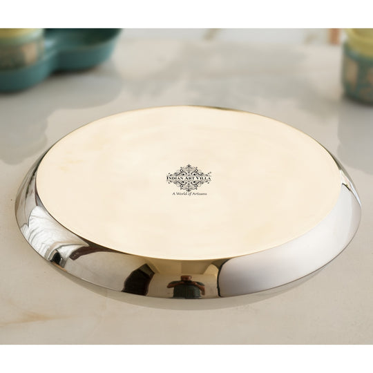 Premium Handcrafted Bronze Thali – Elegant China Border Design Plate for Temple, Festivals, and Indian Meals