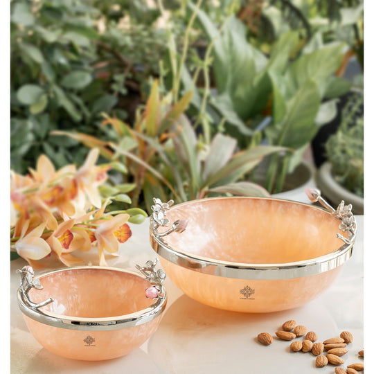 Silver Plated Resin Belgium Pink Decorative Bowl, Elegant Serveware & Home Decor, Perfect for Snacks