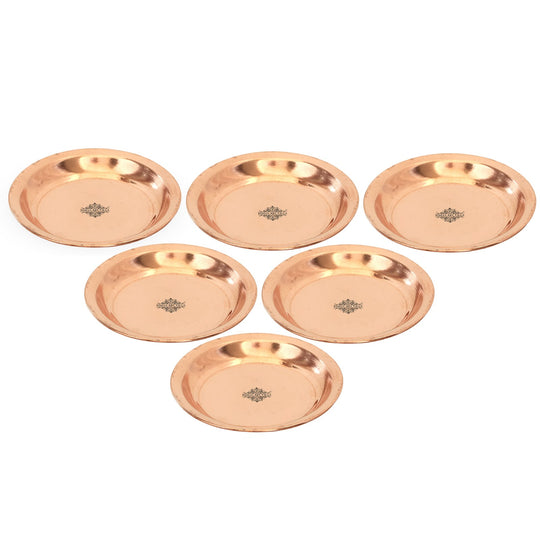 Copper pooja Thali set 6 plates side view — Indian Art Villa