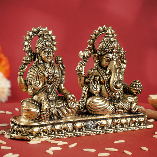 Pure Brass Ganesh Ji Murti With laxmi Ji
