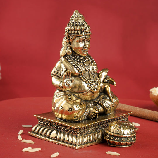 Pure Brass Kuber Murti - Lord of Wealth & Prosperity