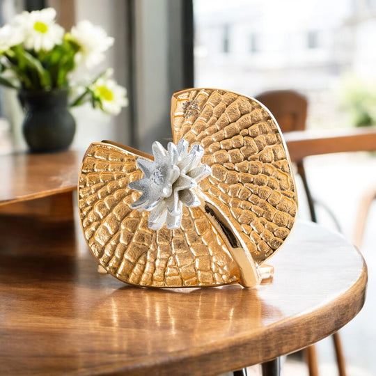Brass Finish Lotus Flower Design Tissue/Napkin Holder – Stylish Table Accessory