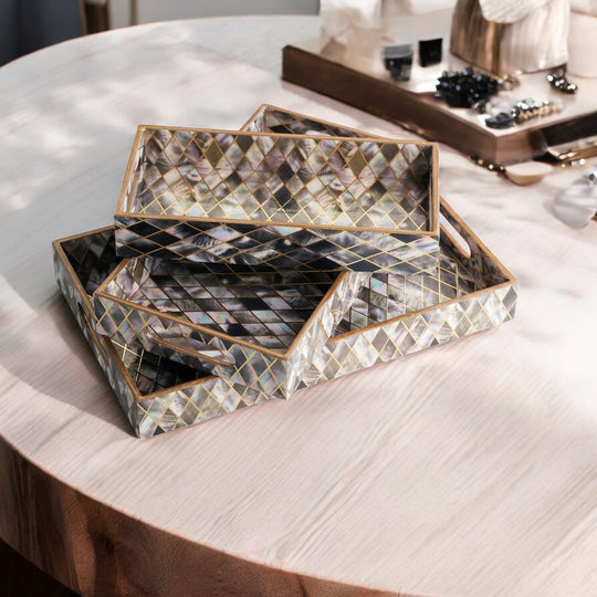 Wooden Tray Set of 3  Handcrafted Multipurpose Decorative Serving Platters