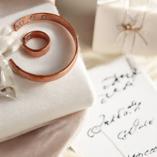 Pure Copper Plain Design Bangle with Magnet & Matching Ring