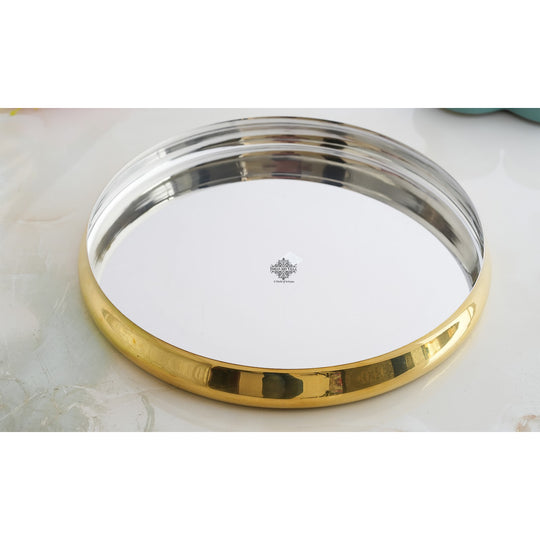 Luxurious curved brass thali crafted by Indian Art Villa ideal for home pooja serveware and daily Indian meals