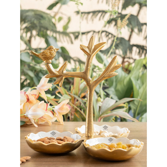 Brass Finish Bird Design Decorative Dry Fruit Bowl