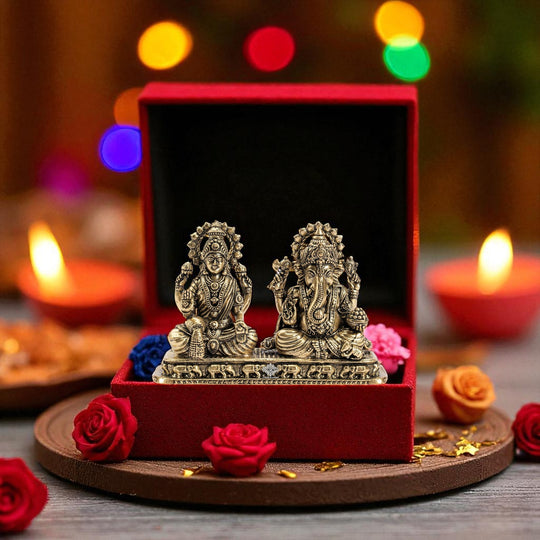 Pure Brass Ganesh Ji Murti With laxmi Ji