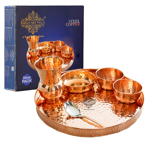 Pure Copper  Hammered  Design, 6 Pieces Dinner Set