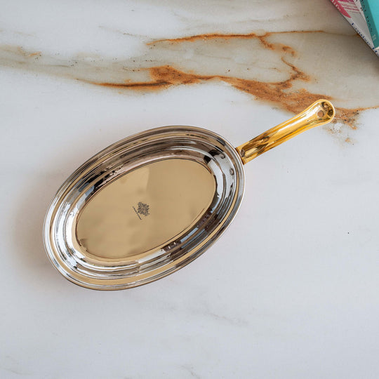 Pure Steel Copper pan Oval shape Hammered Design Serving Dishes Tableware
