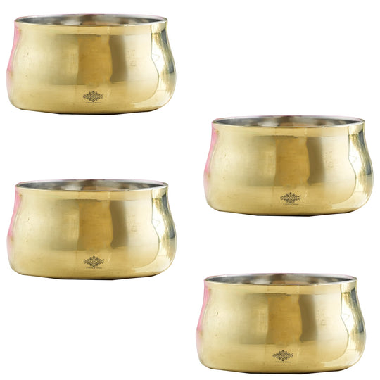 Handmade Pure Steel Brass Curved Katori / Bowl, Dinnerware, Serveware, Volume- 150ml