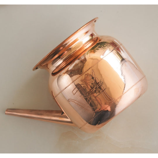 Handmade Pure Copper Karva|Netipot| with Spout, Om Design, Spiritual Items