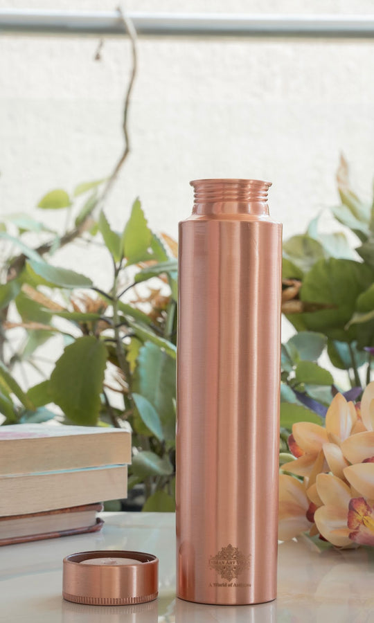 Pure Copper Bottle with Lacquer Coated Finish and Straight Shape