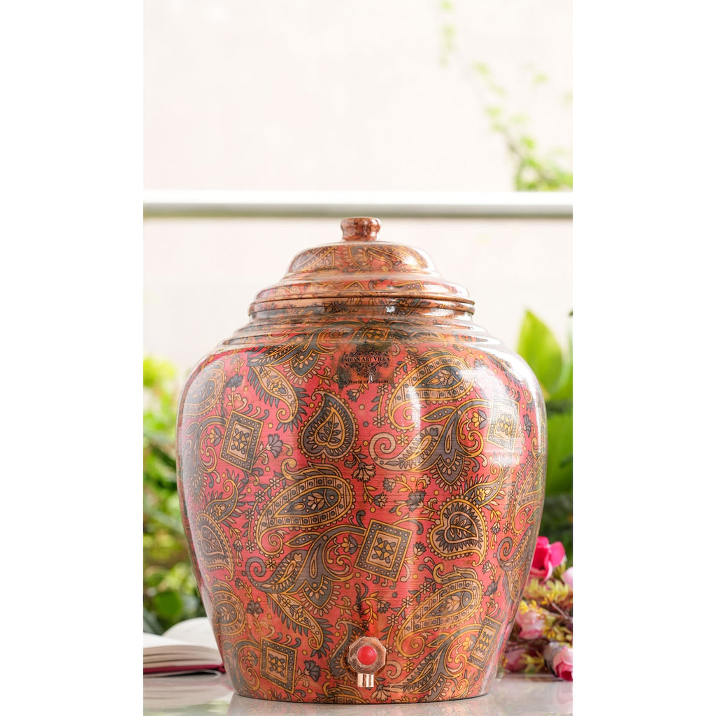INDIAN ART VILLLA Copper Water Pot, Paisely Design, 13000 ml