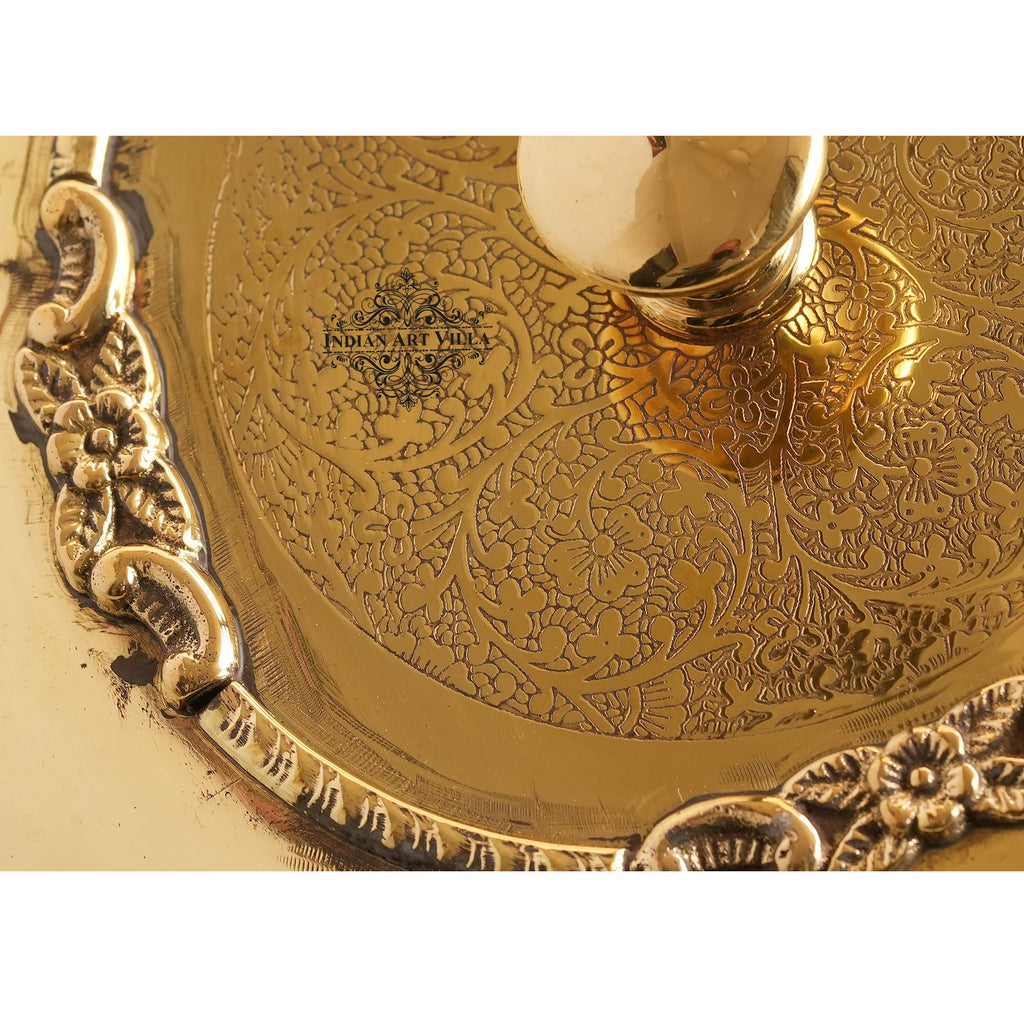 INDIAN ART VILLA Brass Embossed Design Casserole 9.5 Inch