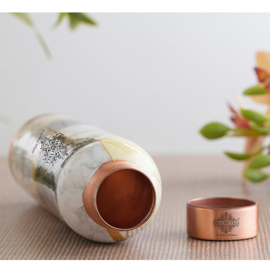 Pure Copper Water Bottle with Different Gold Print Designs, 900 ML