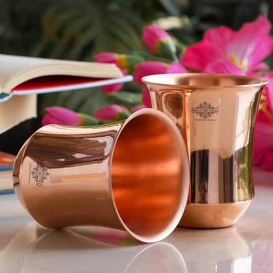 Pure Copper Plain & Hammered Design Glass, Drinkware, Tableware, Heavy Weight with 200 Grams