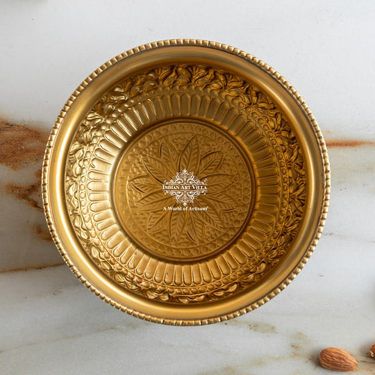 Pure Brass Embossed Design Decorative Bowl