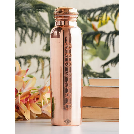 Pure Copper Water Bottle with Unique Artistic Designs – 900 ML