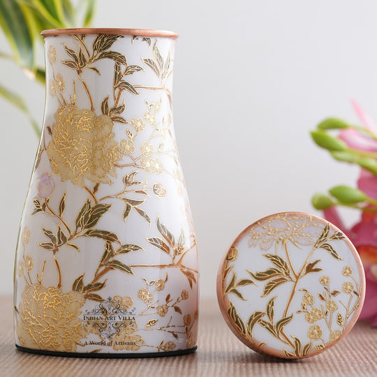 Pure Copper  Bedroom Bottle, Gold Print Luxury Design- 950 ml