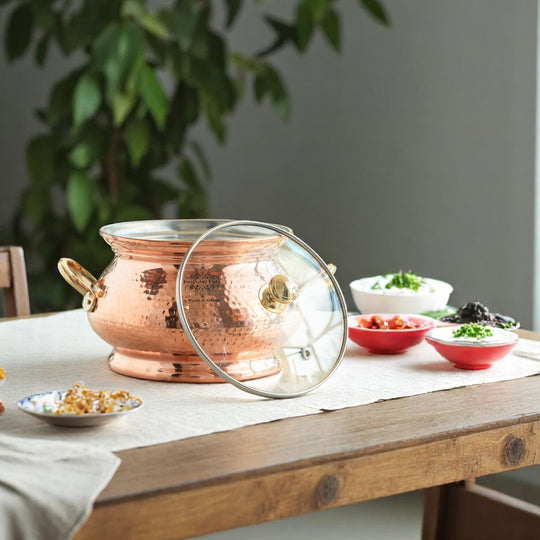 Pure Steel Copper Hammered  Biriyani Handi With Inside Tin Lining- Cookware