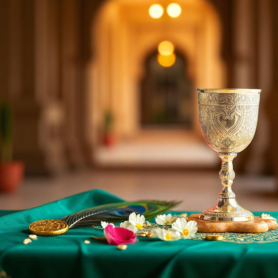 Embossed Brass Goblet Glass for Barware