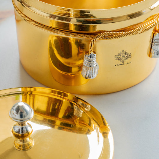 Handcrafted Pure Silver Plated Gold Polish Dry Fruits Box For Diwali, Festive Items