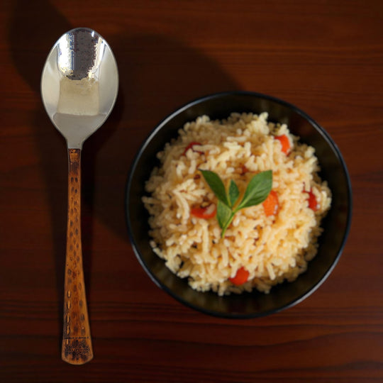 Steel Brass Spoon with Hammered Design, Set Of -4