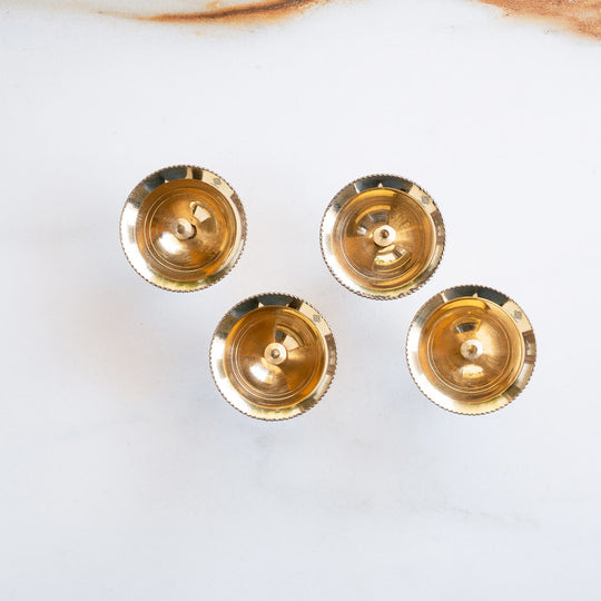 Brass Diya Set of 4 with Beaded Rim & Shine Finish