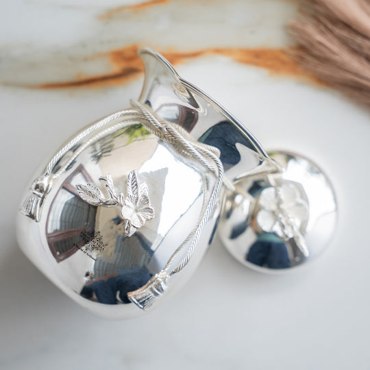 Silver Plated Decorative Flower Design Handi