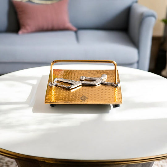 Gold Finish Hammered Lady Design Napkin Holder