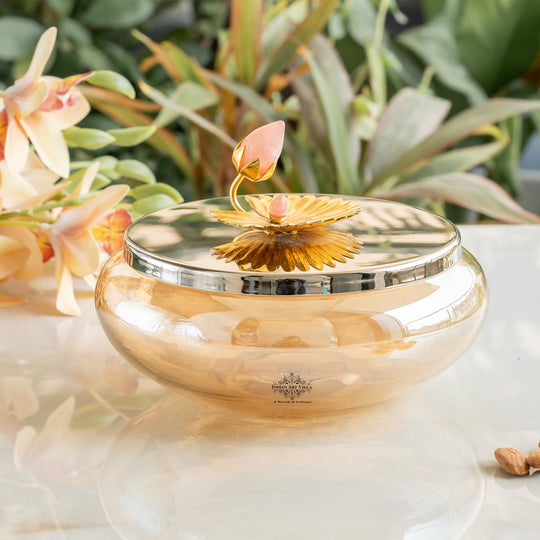 Silver Plated Lotus Bird Floral Decorative Serving Bowl