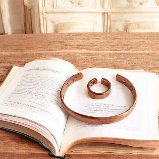 Pure Copper Plain Design Bangle with Magnet & Matching Ring