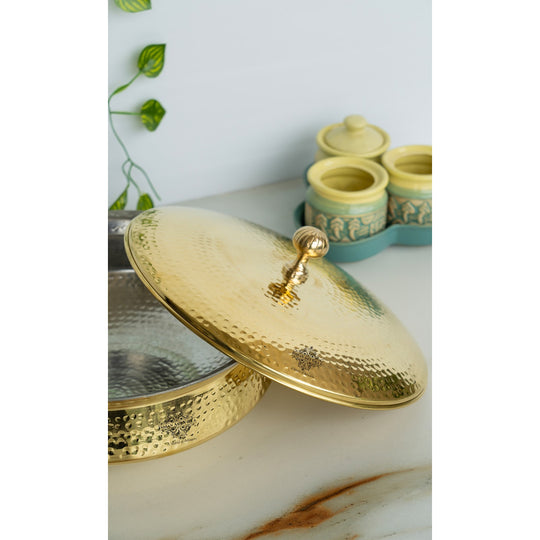 Brass Lagan Handi with Tin Lining & Brass Lid - Indian Art Villa