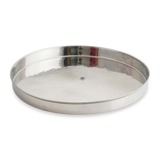 Pure Stainless Steel Hammered Design Plate / Thali | 30.48 cm