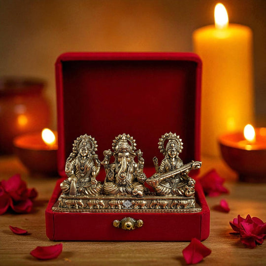 Pure Brass Ganesh Ji Murti With laxmi Ji