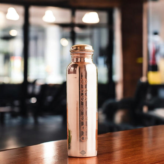 Pure Copper Water Bottle with Unique Artistic Designs – 900 ML