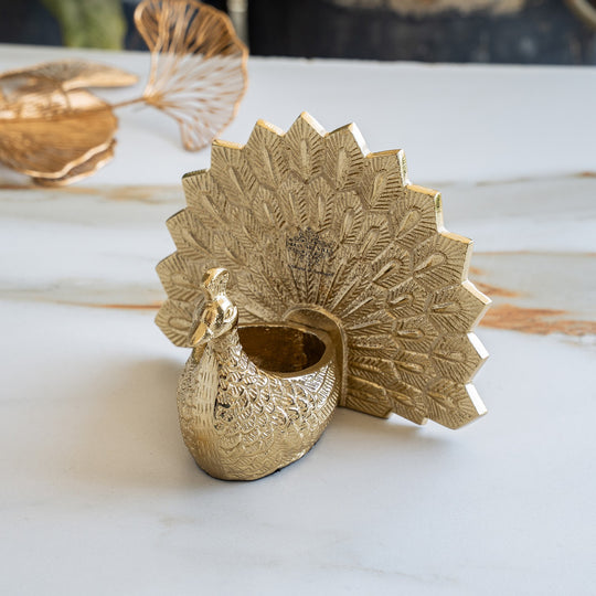 Peacock Gold Finish Showpiece - Decorative Holder