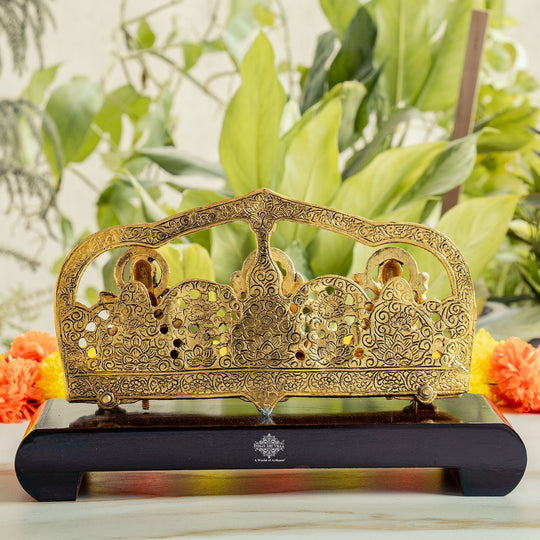 Brass Finish Ganesh, Laxmi & Saraswati Idol with Velvet Gift Box