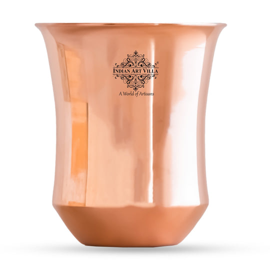 Copper glass with embossed design for water drinking