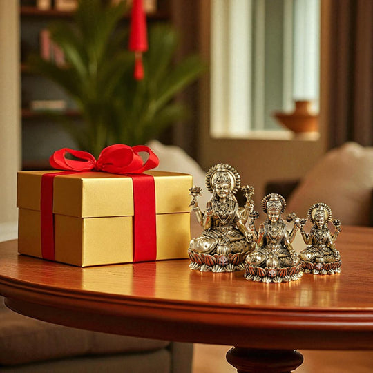 Pure Brass Laxmi Ji Sitting On Kamal Murtii- Goddess of Wealth, Prosperity & Blessings