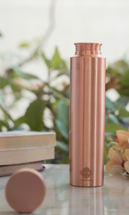 Pure Copper Bottle with Lacquer Coated Finish and Straight Shape